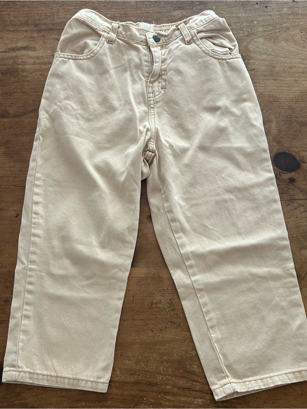 Kids Little Urban Apparel ivory baggy cotton pants jeans, size 10/11